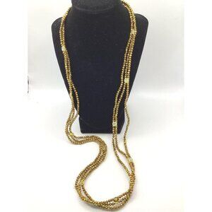 2001 Triple Strand Gold Faceted Crystal Bead Necklace